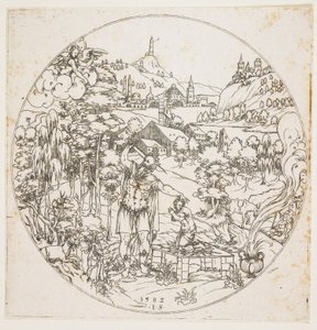 Abrahams Sacrifice、1585（パンチ彫刻） 作： Jonas Silber